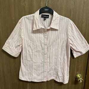 Monterey Bay Pink Striped Short Sleeve Button Down Shirt Top‎